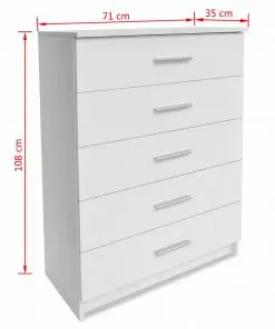 vidaXL Storage Cabinet Chipboard 71x35x108 cm White