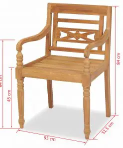 vidaXL Batavia Chairs 2 pcs Solid Teak Wood