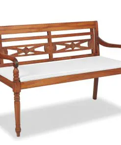 vidaXL Batavia Bench with Cushions 120 cm Teak