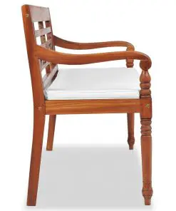 vidaXL Batavia Bench with Cushions 120 cm Teak