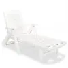 vidaXL Sun Lounger with Footrest Plastic White