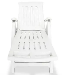 vidaXL Sun Lounger with Footrest Plastic White