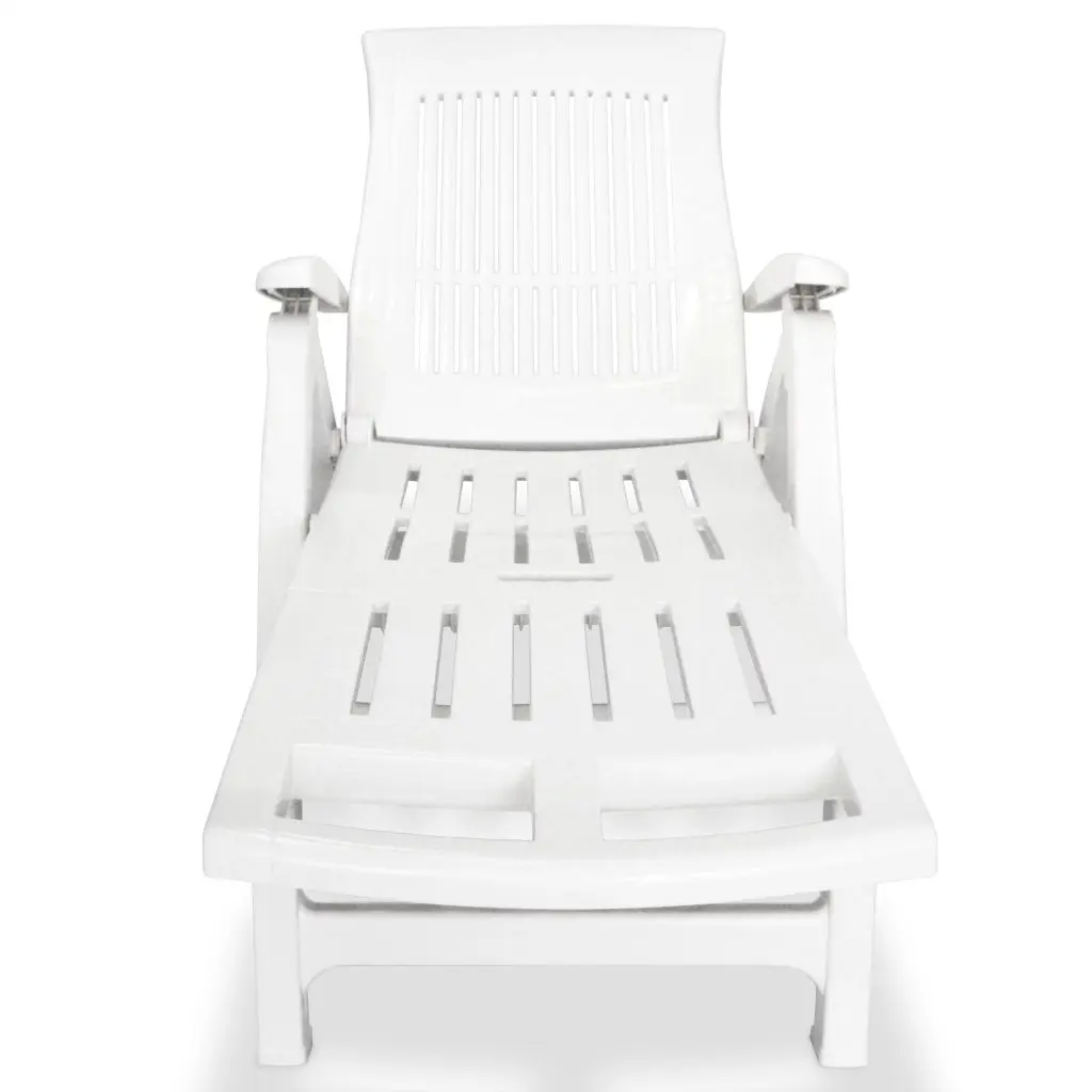 vidaXL Sun Lounger with Footrest Plastic White