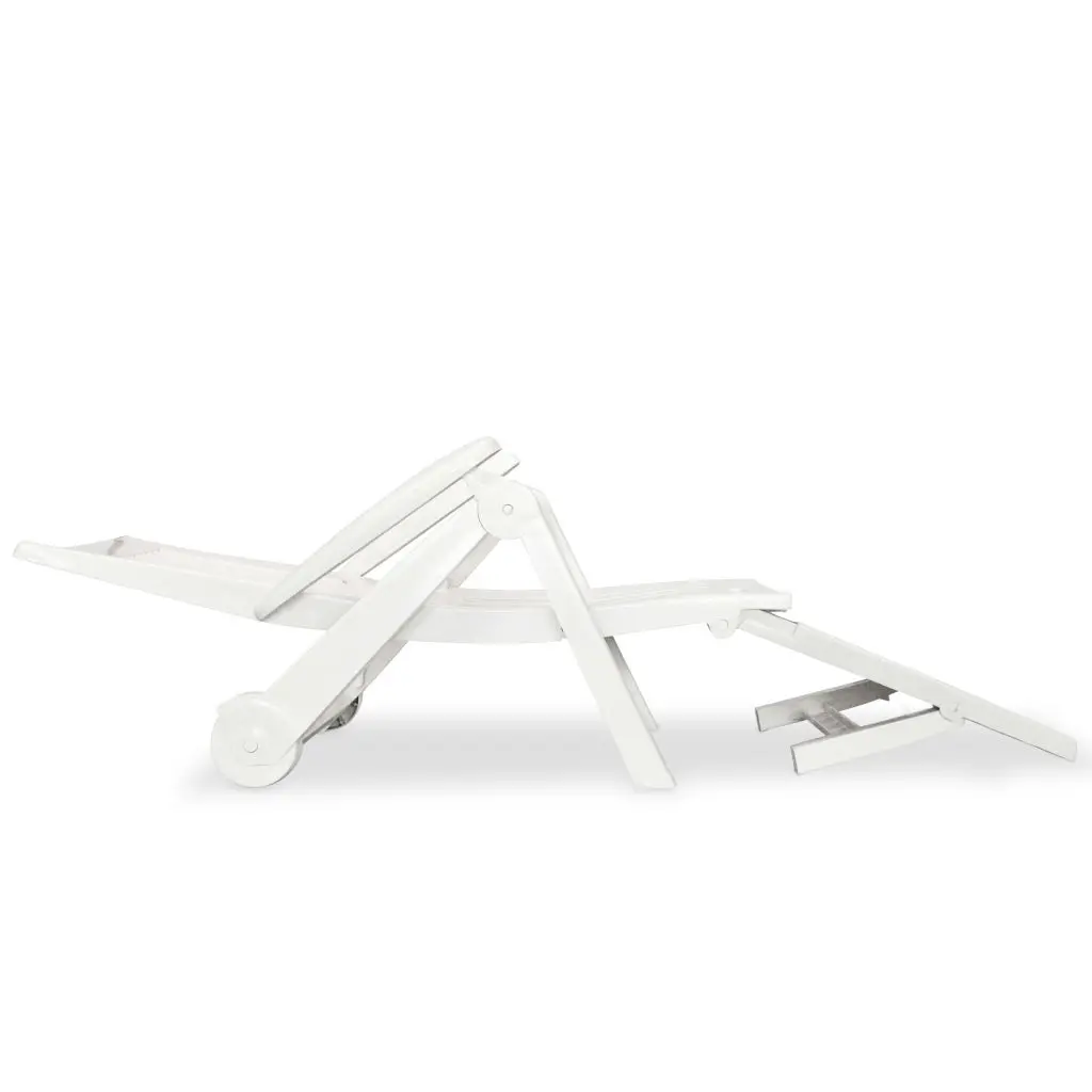 vidaXL Sun Lounger with Footrest Plastic White