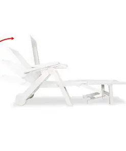 vidaXL Sun Lounger with Footrest Plastic White