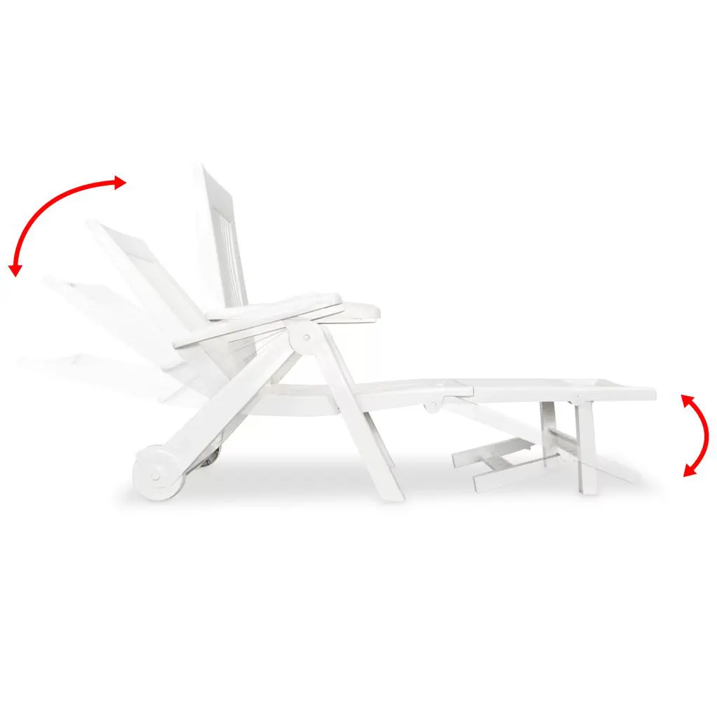 vidaXL Sun Lounger with Footrest Plastic White