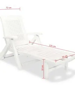 vidaXL Sun Lounger with Footrest Plastic White