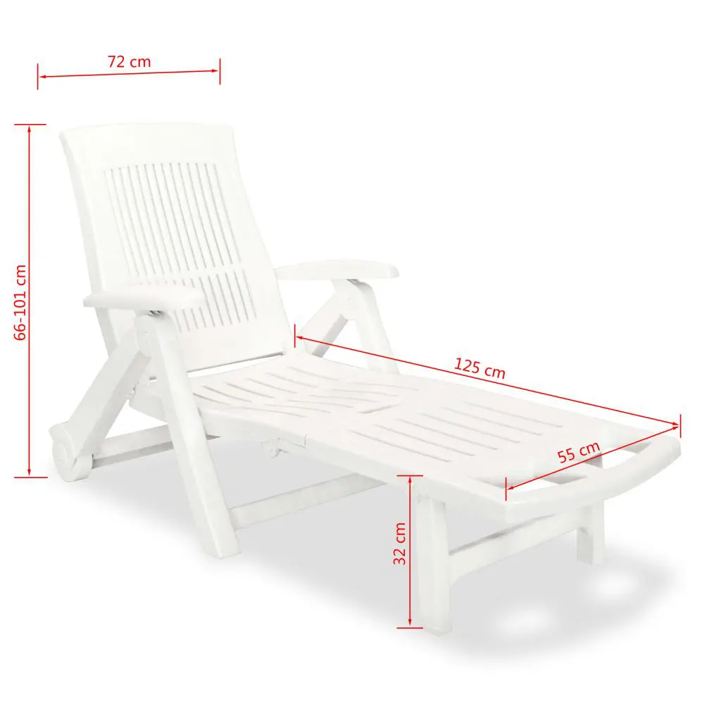 vidaXL Sun Lounger with Footrest Plastic White