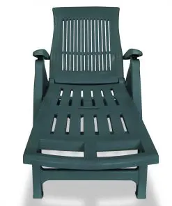 vidaXL Sun Lounger with Footrest Plastic Green