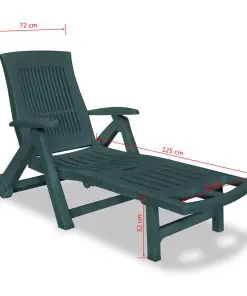 vidaXL Sun Lounger with Footrest Plastic Green