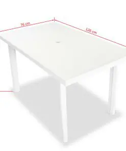 vidaXL Garden Table White 126x76x72 cm Plastic