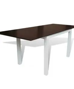 vidaXL Extending Dining Table Rubberwood Brown and White 190 cm