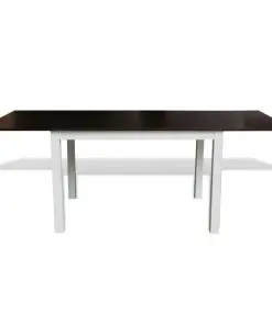 vidaXL Extending Dining Table Rubberwood Brown and White 190 cm