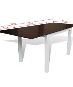 vidaXL Extending Dining Table Rubberwood Brown and White 190 cm
