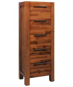 vidaXL Chest of Drawers Solid Acacia Wood 45x32x115 cm