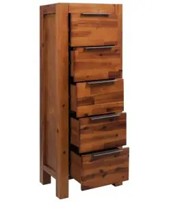 vidaXL Chest of Drawers Solid Acacia Wood 45x32x115 cm