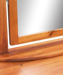 vidaXL Dressing Table with Stool and Mirror Solid Acacia Wood