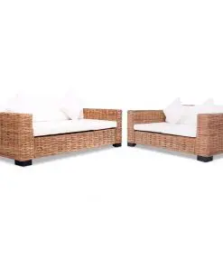 vidaXL 2 Piece Sofa Set Natural Rattan