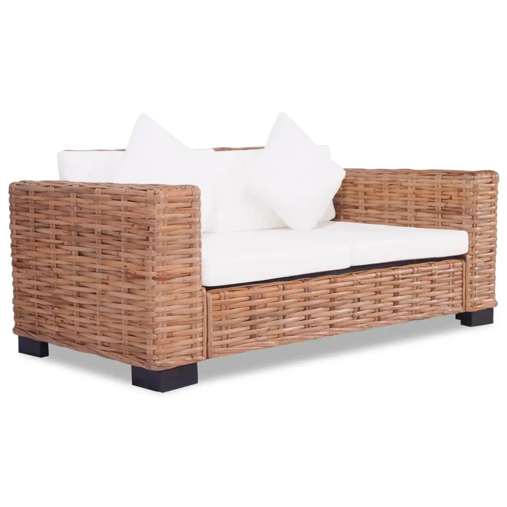 vidaXL 2 Piece Sofa Set Natural Rattan