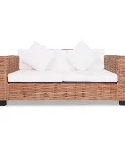 vidaXL 2 Piece Sofa Set Natural Rattan