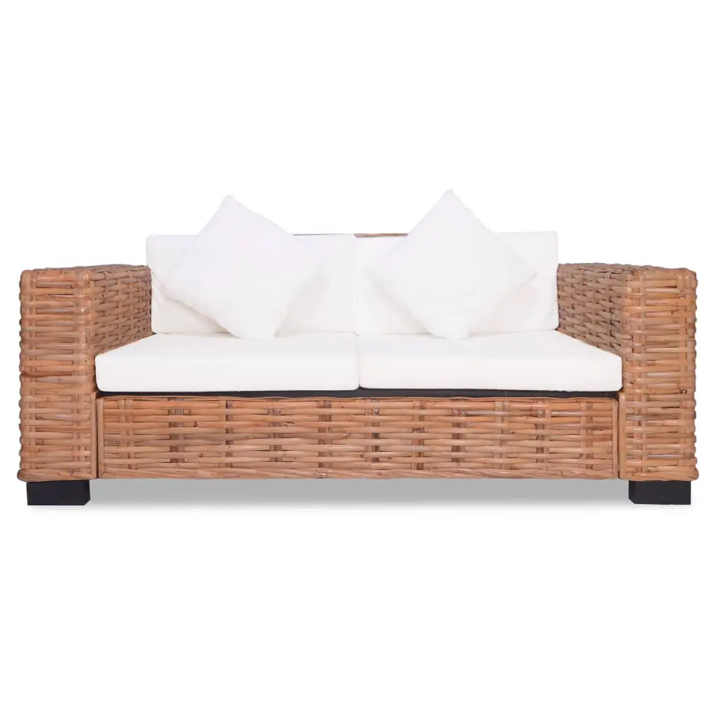 vidaXL 2 Piece Sofa Set Natural Rattan