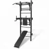 vidaXL Wall-mounted Multi-functional Fitness Power Tower Black vidaXL Wall-mounted Multi-functional Fitness Power Tower Black