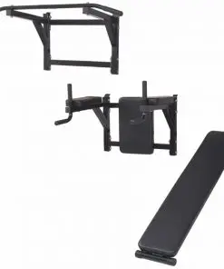 vidaXL Wall-mounted Multi-functional Fitness Power Tower Black