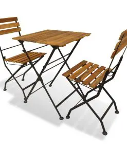vidaXL 3 Piece Folding Bistro Set Solid Acacia Wood