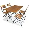 vidaXL 5 Piece Folding Outdoor Dining Set Solid Acacia Wood