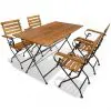 vidaXL 5 Piece Folding Outdoor Dining Set Solid Acacia Wood
