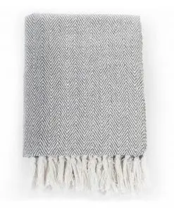 vidaXL Throw Cotton Herringbone 160×210 cm Grey