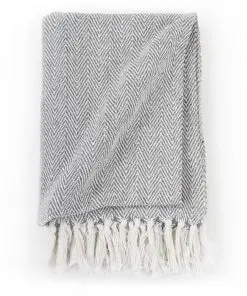 vidaXL Throw Cotton Herringbone 160×210 cm Grey