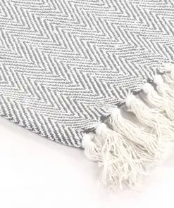 vidaXL Throw Cotton Herringbone 160×210 cm Grey