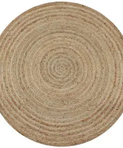 vidaXL Area Rug Braided Jute 90 cm Round