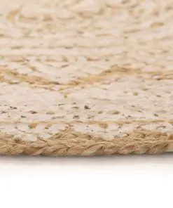 vidaXL Area Rug Braided Jute Printed 120 cm Round