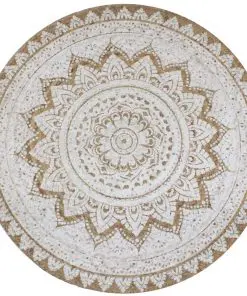 vidaXL Area Rug Braided Jute Printed 150 cm Round