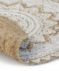 vidaXL Area Rug Braided Jute Printed 150 cm Round