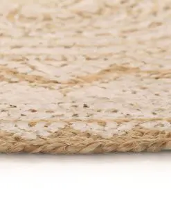 vidaXL Area Rug Braided Jute Printed 150 cm Round