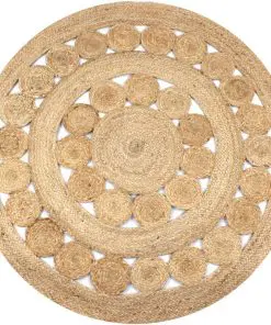 vidaXL Area Rug Braided Design Jute 120 cm Round