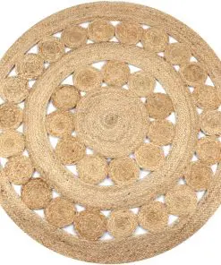 vidaXL Area Rug Braided Design Jute 150 cm Round
