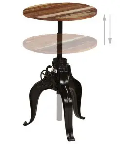 vidaXL Bar Table Solid Reclaimed Wood 60x(76-110) cm