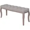 vidaXL Bench Linen Solid Wood 110x38x48 cm Light Grey vidaXL Bench Linen Solid Wood 110x38x48 cm Light Grey