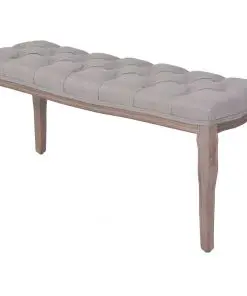 vidaXL Bench Linen Solid Wood 110x38x48 cm Light Grey