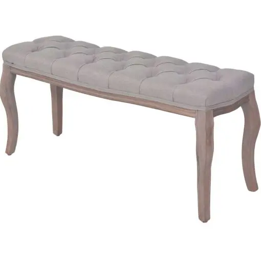 vidaXL Bench Linen Solid Wood 110x38x48 cm Light Grey