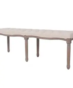 vidaXL Bench Linen Solid Wood 150x40x48 cm Cream White