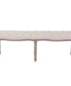vidaXL Bench Linen Solid Wood 150x40x48 cm Cream White