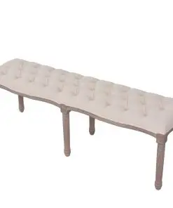 vidaXL Bench Linen Solid Wood 150x40x48 cm Cream White