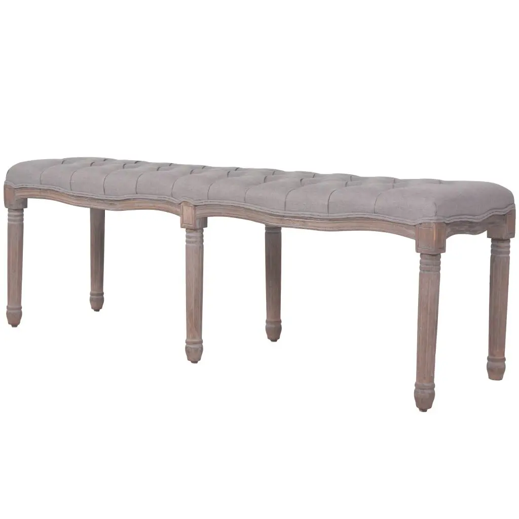 vidaXL Bench Linen Solid Wood 150x40x48 cm Light Grey