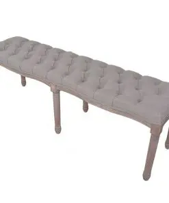 vidaXL Bench Linen Solid Wood 150x40x48 cm Light Grey