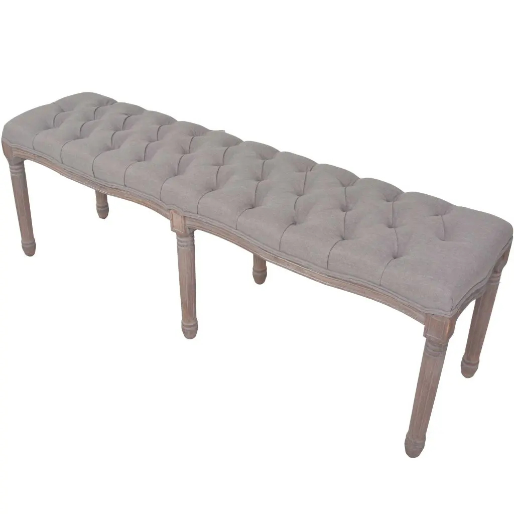 vidaXL Bench Linen Solid Wood 150x40x48 cm Light Grey